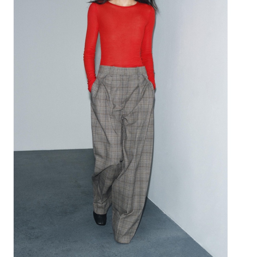PLAID PLEATED PANTS ZW COLLECTION
